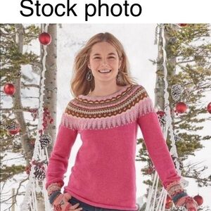 Sundance Pink Piper Fair Isle Wool Blend Sweater
